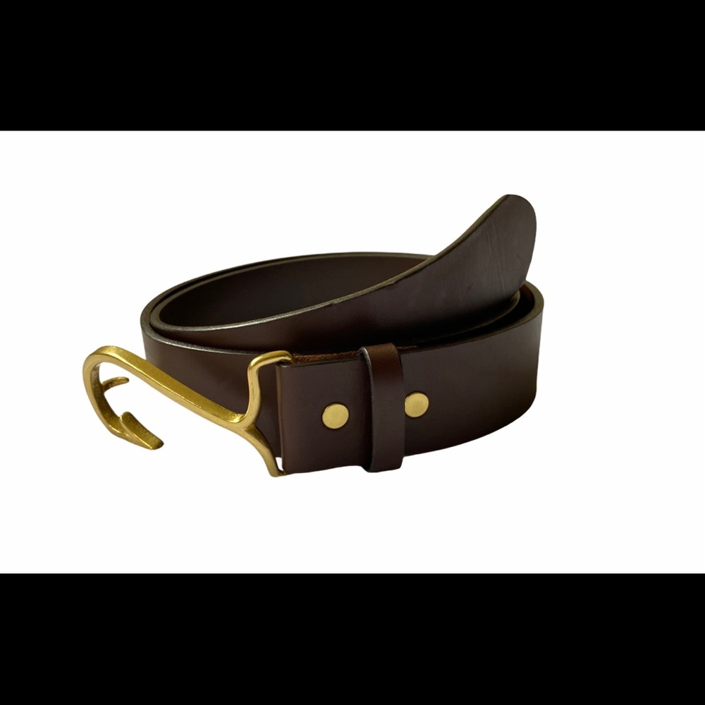 Men’s Vineyard Vines Leather Brass Hook Belt ~ 38